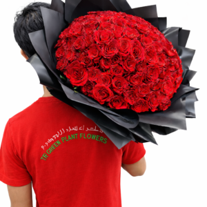 Luxury 101 red roses bouquet delivery in Sharjah by The Green Plant Flowers