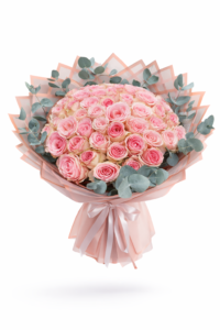 Luxurious 51 pink roses bouquet in experience color, arranged beautifully in a premium gift style.