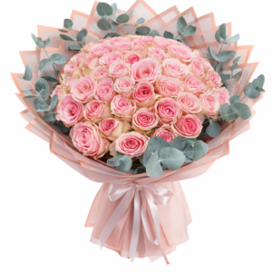 Luxurious 51 pink roses bouquet in experience color, arranged beautifully in a premium gift style.