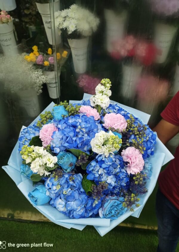 Ocean Bliss Birthday Bouquet - Stunning Blue Floral Arrangement for Birthdays