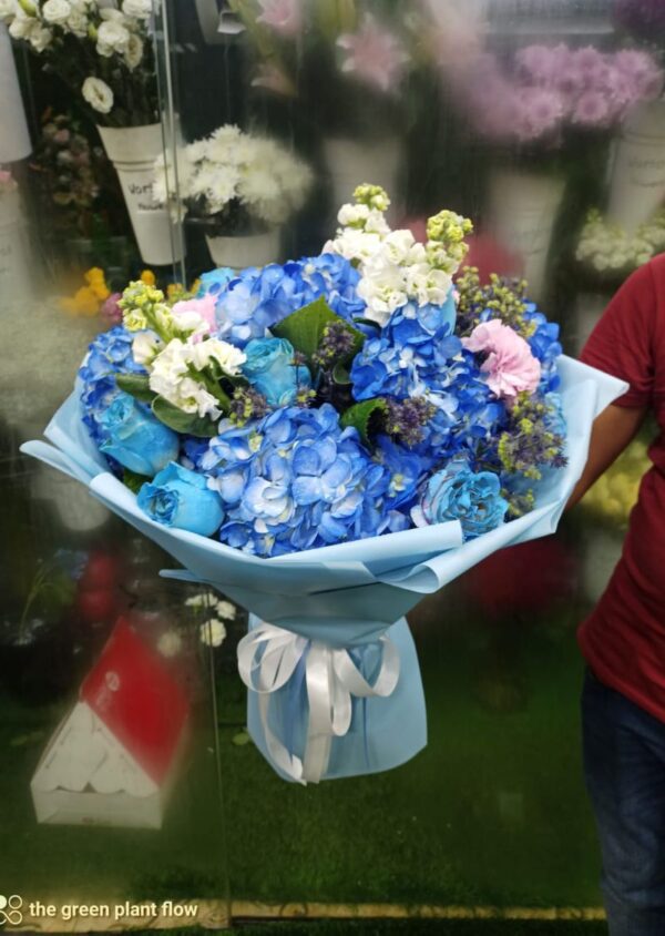 Ocean Bliss Birthday Bouquet - Stunning Blue Floral Arrangement for Birthdays