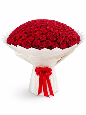 Stunning luxury red roses bouquet with 300 fresh hand-picked red roses, arranged elegantly for gifting in Dubai