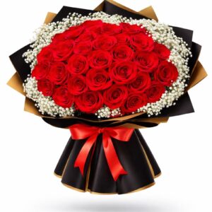 100 red rose bouquet with fresh premium roses, luxury flower delivery in Dubai and Sharjah
