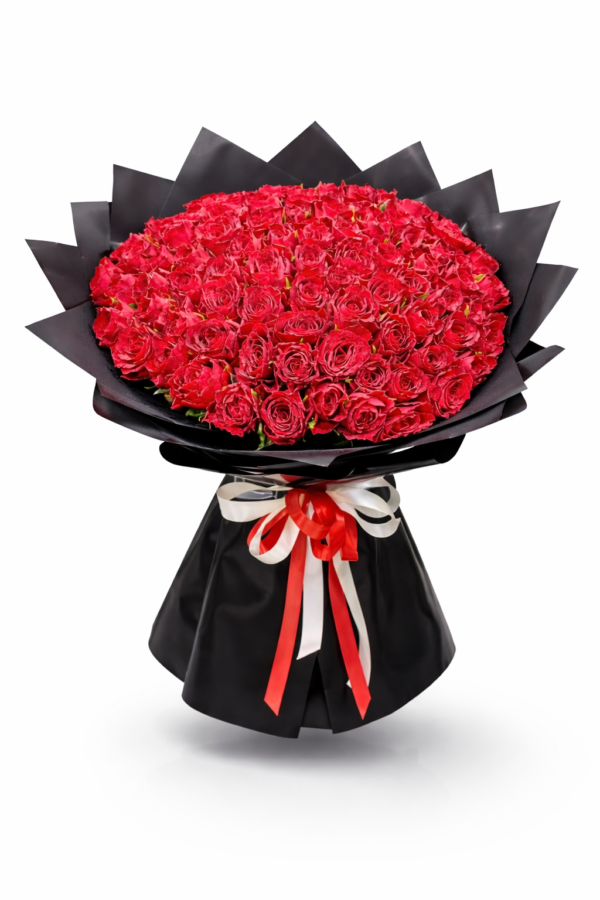 100 red roses bouquet in Dubai – luxury fresh flower arrangement