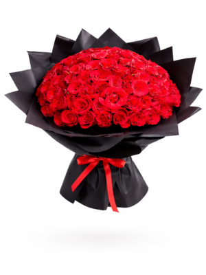 100 Red Roses Bouquet - luxurious hand-picked red roses arranged beautifully for a grand romantic gift in Dubai