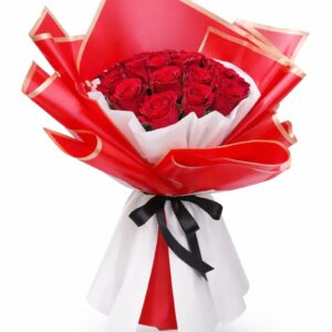21 red roses bouquet with premium red roses wrapped in elegant luxury packaging