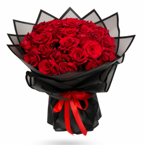 51 red roses bouquet luxury flower arrangement with premium black wrapping