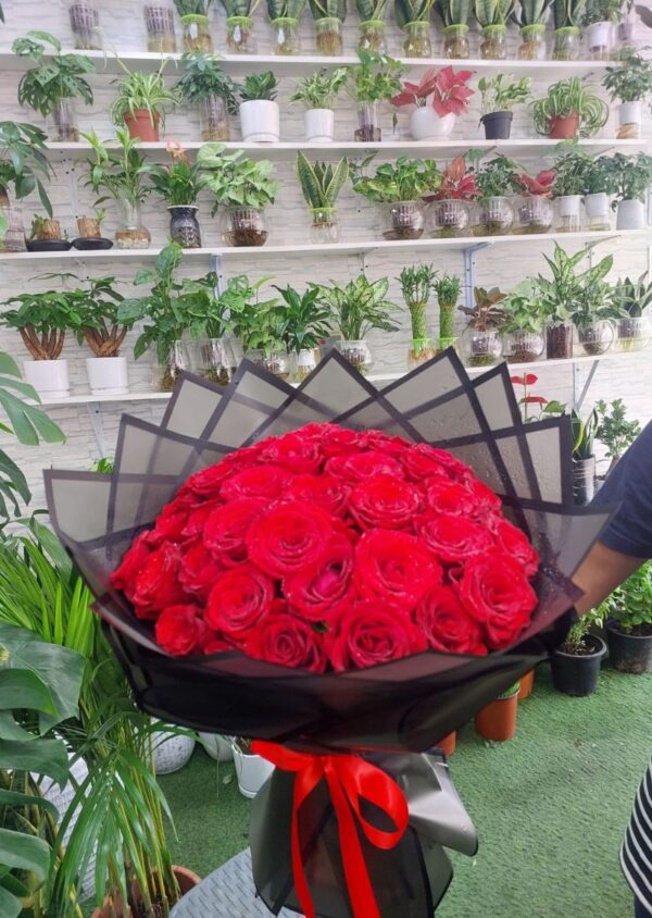 51 Red Roses Bouquet - Elegant and Fresh Flower Arrangement for Special Occasions in Dubai