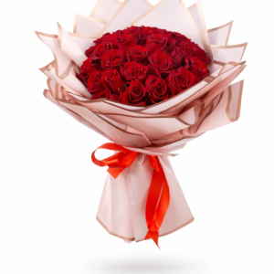 30 red roses bouquet arranged with fresh premium roses, luxury wrapping and elegant finish, perfect for love, anniversary and romantic gifting