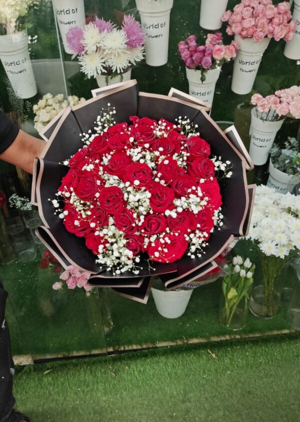 Premium Red Roses Bouquet with Baby’s Breath – Romantic Gift for Anniversary, Birthday & Special Occasions - Image 2