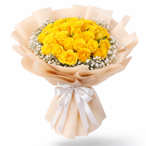 Fresh and vibrant yellow rose bouquet Dubai hand-arranged for Valentine’s Day, perfect for gifts and special occasions.
