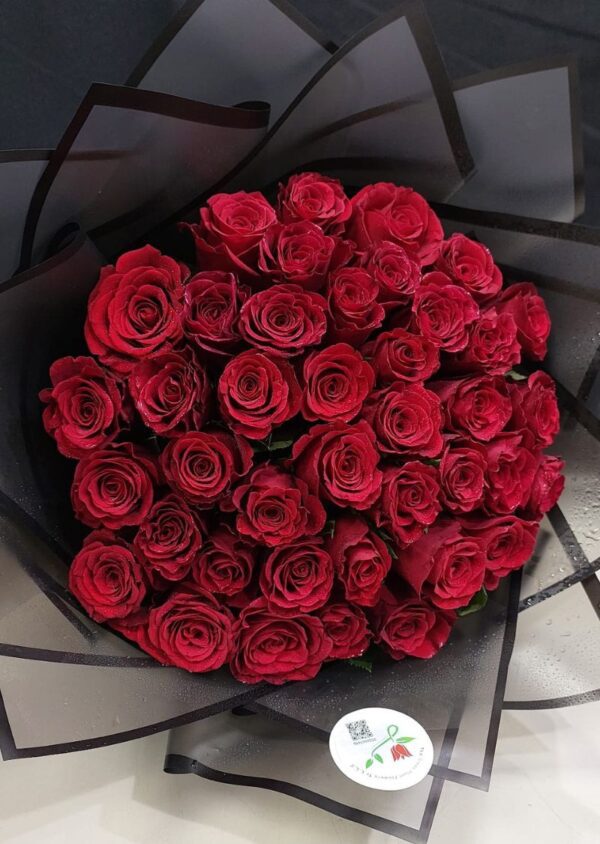 51 Red Roses Bouquet – Romantic Gift with Elegant Black Wrapping | UAE Flower Delivery - Image 3