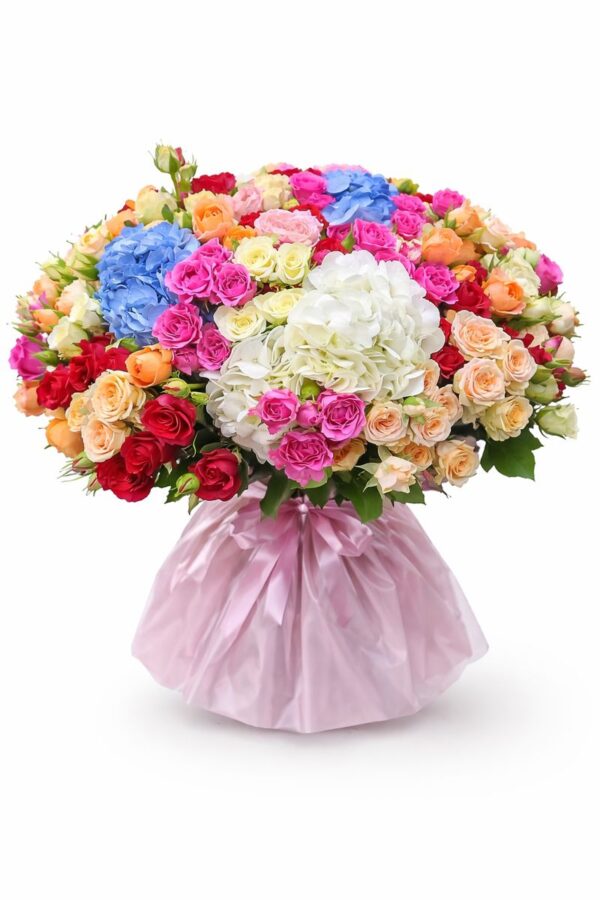 101 luxury spray roses bouquet with premium mixed roses arranged in an elegant dome style