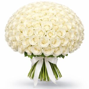 101 white roses bouquet with fresh premium roses, elegant floral arrangement for special occasions in Dubai