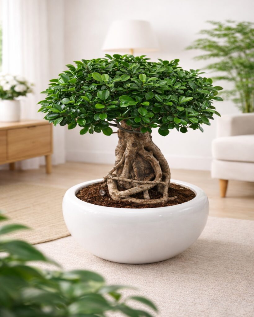 Best plant for gifting - Ficus bonsai indoor plant in ceramic pot