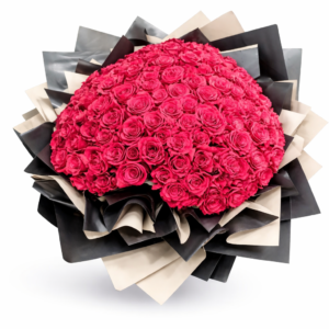 Luxury heart shape bouquet made of fresh red roses with premium wrapping