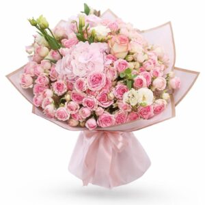 Blush harmony bouquet with elegant pastel wrapping