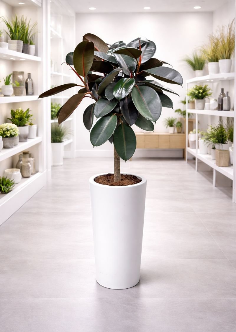 Rubber Plant Ficus Elastica In White Pot Buy Indoor Plants