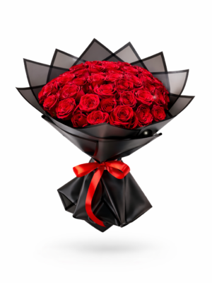 40 red roses luxury bouquet with black wrapping by Green Plant Flowers Dubai