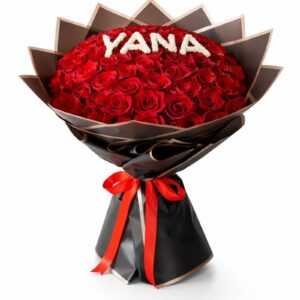 Custom name roses bouquet with personalized flower letters luxury rose bouquet Dubai