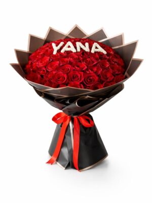 Custom name roses bouquet with personalized flower letters luxury rose bouquet Dubai