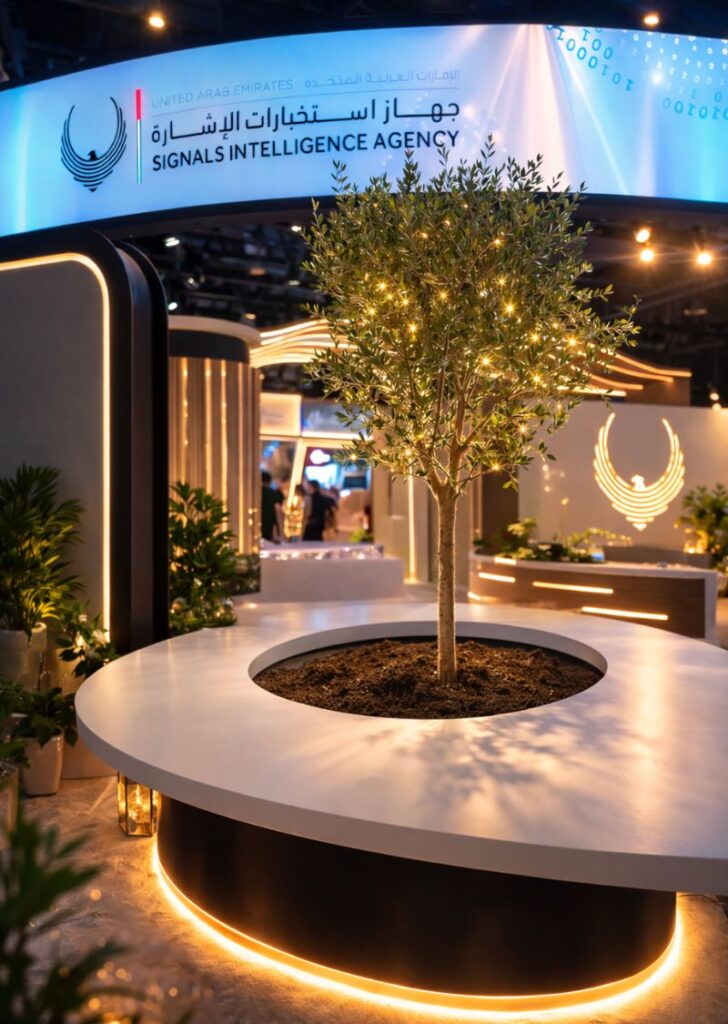 Luxury event plant decoration in Dubai with natural greenery and modern exhibition plant design