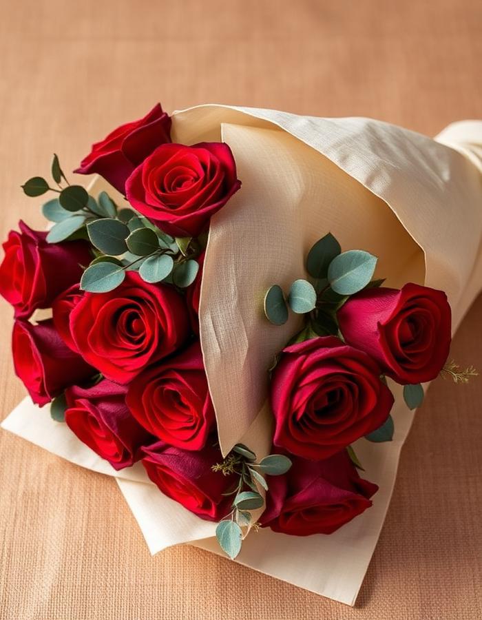 Florist composing an arrangement