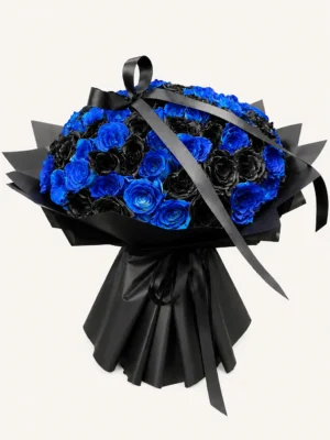 101 blue and black roses bouquet in Dubai and Sharjah