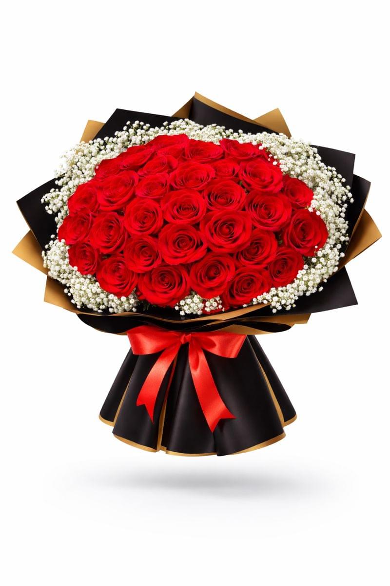 100 red rose bouquet with fresh premium roses, luxury flower delivery in Dubai and Sharjah