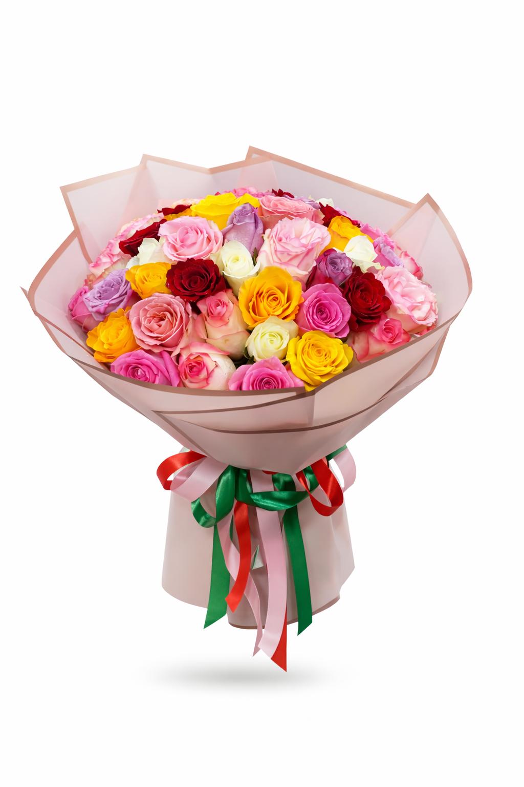 51pcs multicolour roses bouquet with premium mixed roses in luxury wrapping