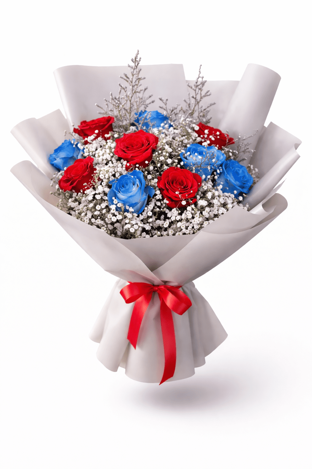 Premium Red and Blue Roses Bouquet fresh flower arrangement, perfect gift for Valentine’s Day and special occasions in UAE