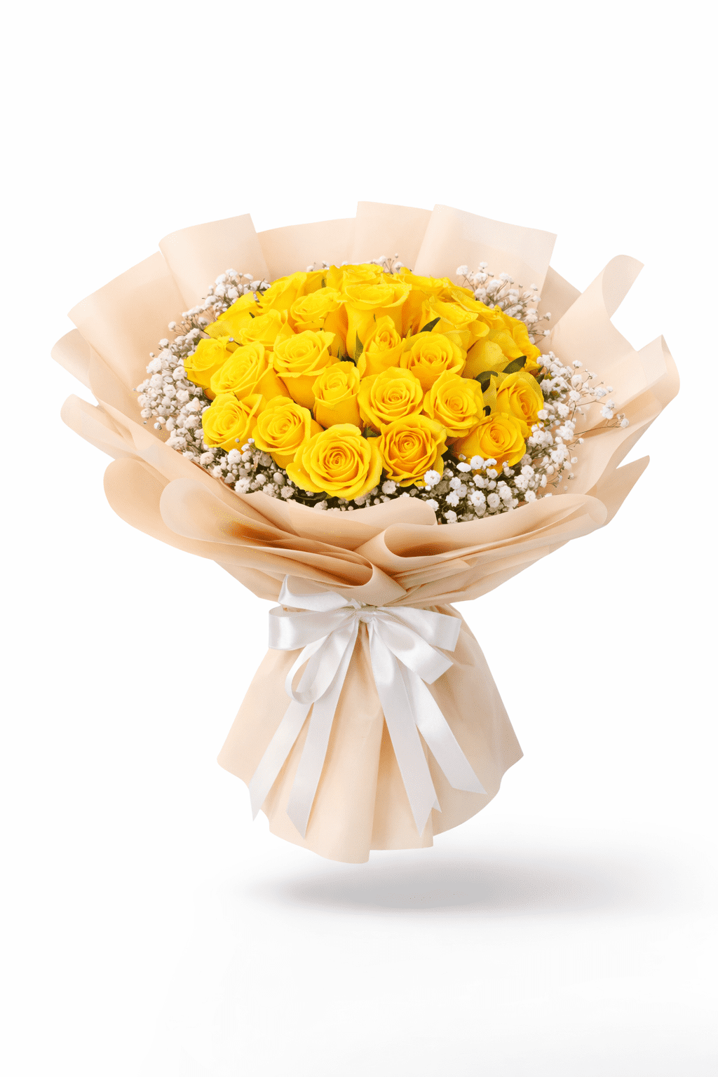 Fresh and vibrant yellow rose bouquet Dubai hand-arranged for Valentine’s Day, perfect for gifts and special occasions.