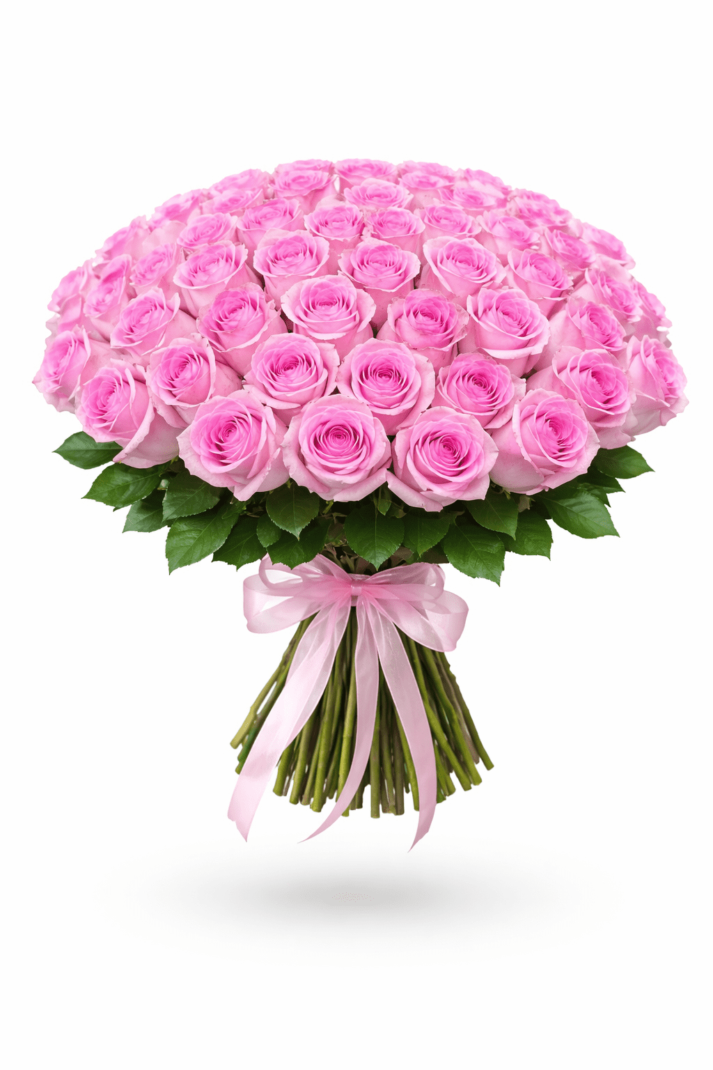 51 pink roses bouquet arranged with fresh premium pink roses, elegant hand-tied style, perfect for birthdays, anniversaries and romantic occasions