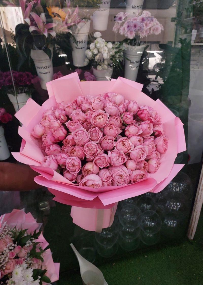 Pink roses bouquet with fresh soft pink roses arranged beautifully for love, birthdays, and special occasions